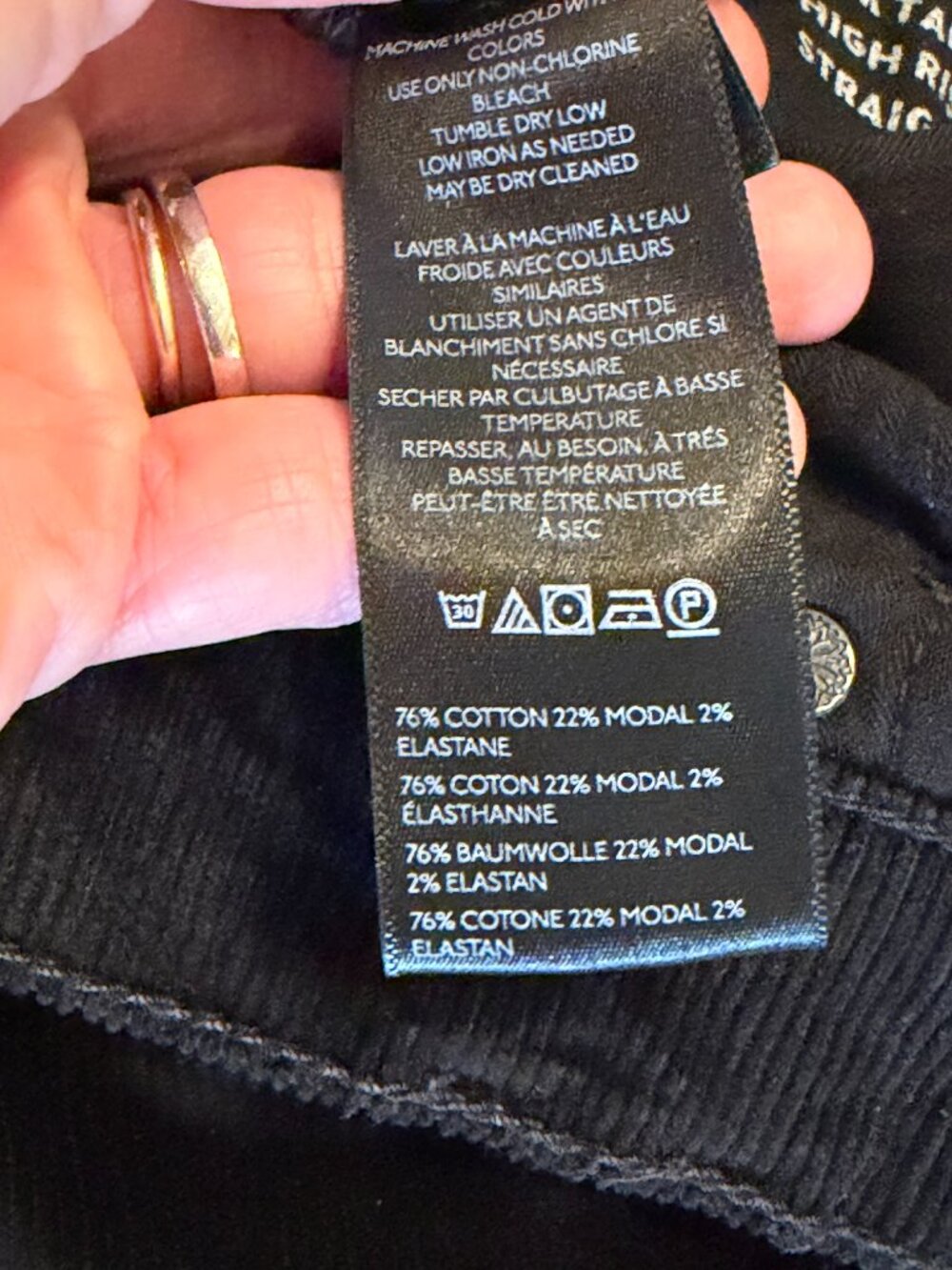 We The Free Black Corduroy Risk Taker High Rise Straight Pants Size 26 - Picture 10 of 10